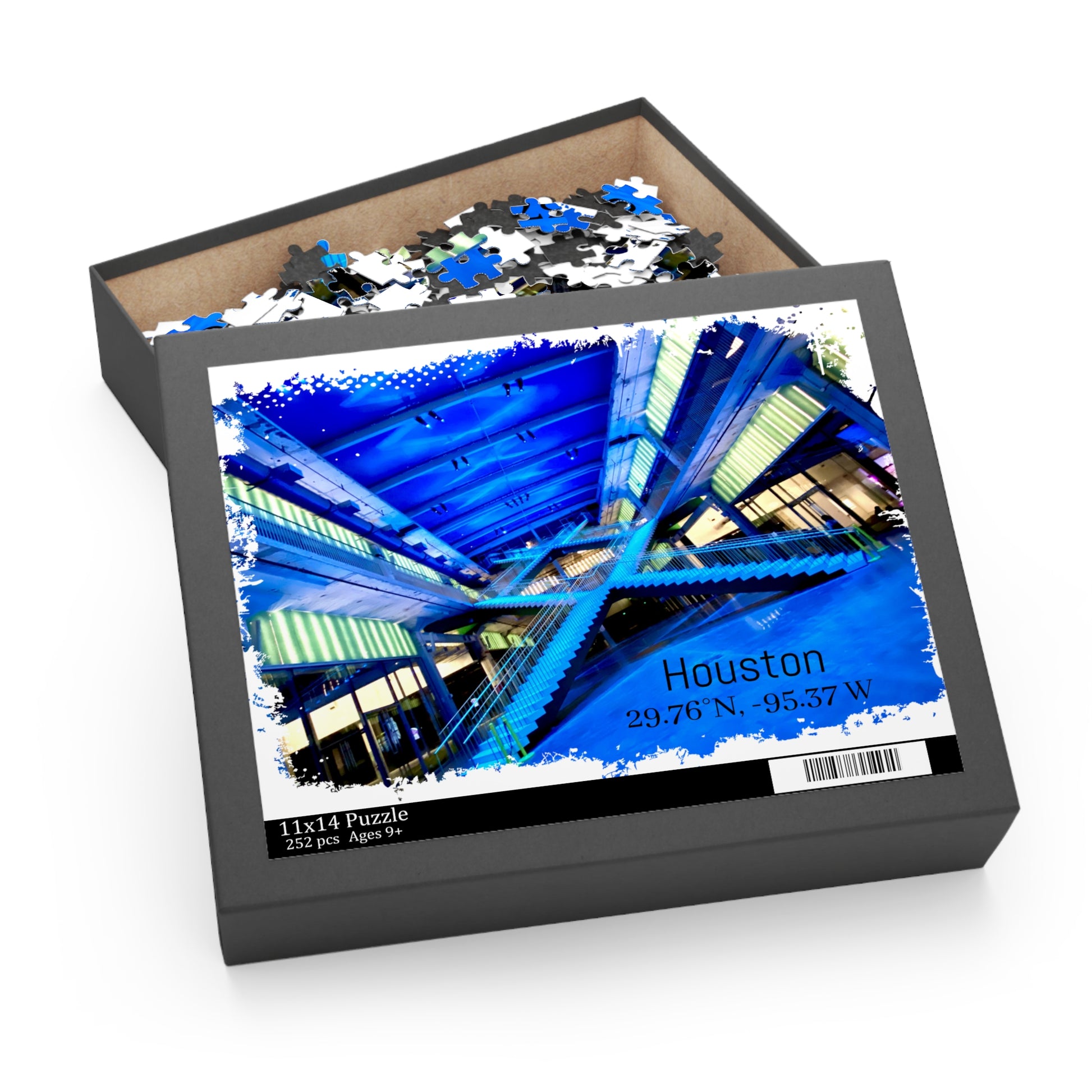 POST Houston Puzzle - Vibrant Blue Building Art, Family Game Night, Gift Idea, Travel Enthusiast, Home Decor, 120-500 Pieces
