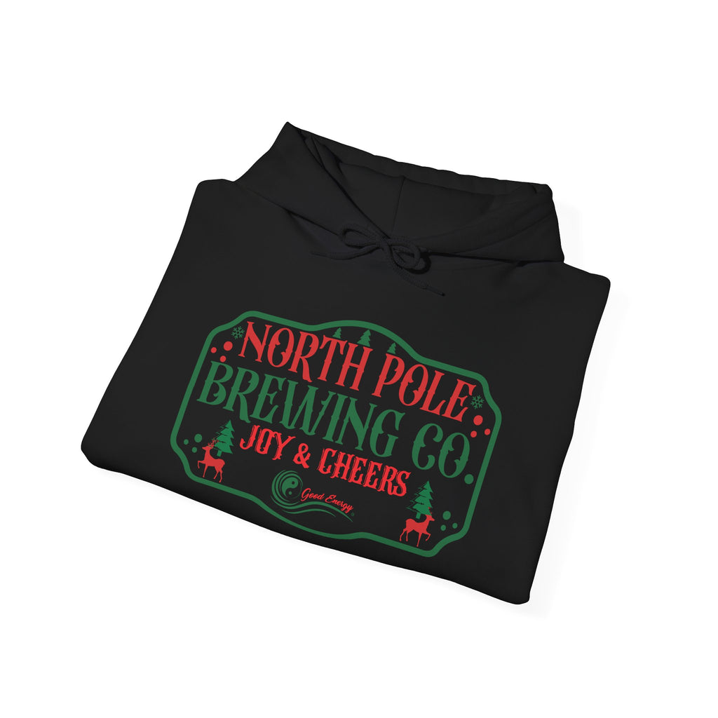 North Pole Brewing Co. Hoodie – 'Joy & Cheers' Christmas Holiday Sweatshirt