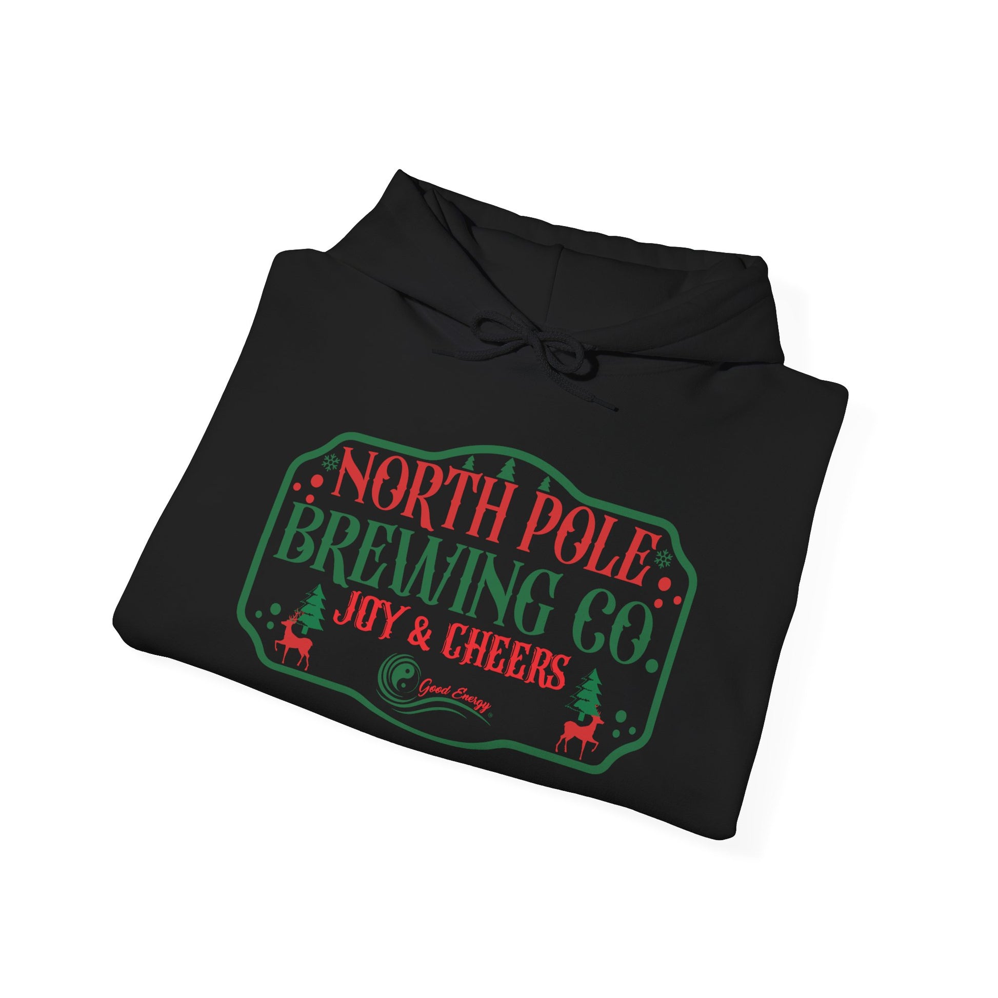 North Pole Brewing Co. Hoodie – 'Joy & Cheers' Christmas Holiday Sweatshirt