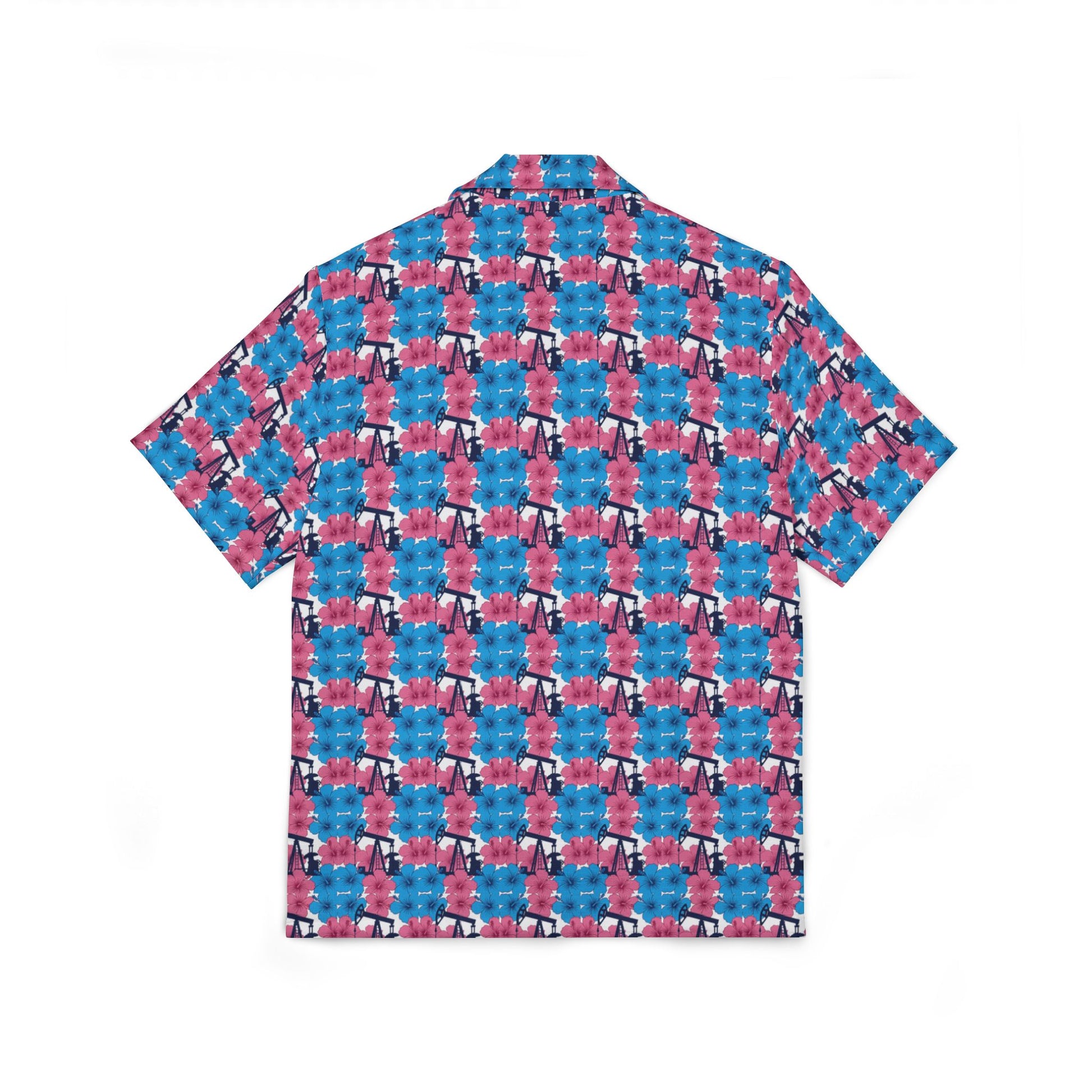 Tropical Aloha Oilfield Shirt — Retro Pink & Blue Hawaiian AOP