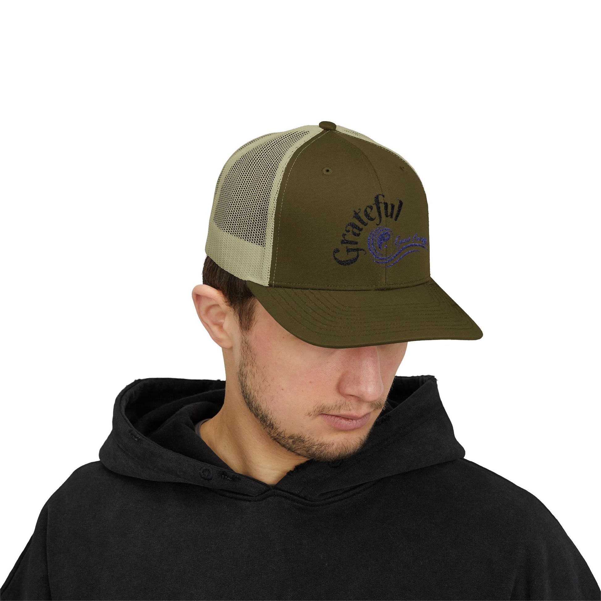 "Grateful" Good Energy Snapback Trucker Cap – A powerful mindset gift for yourself and others