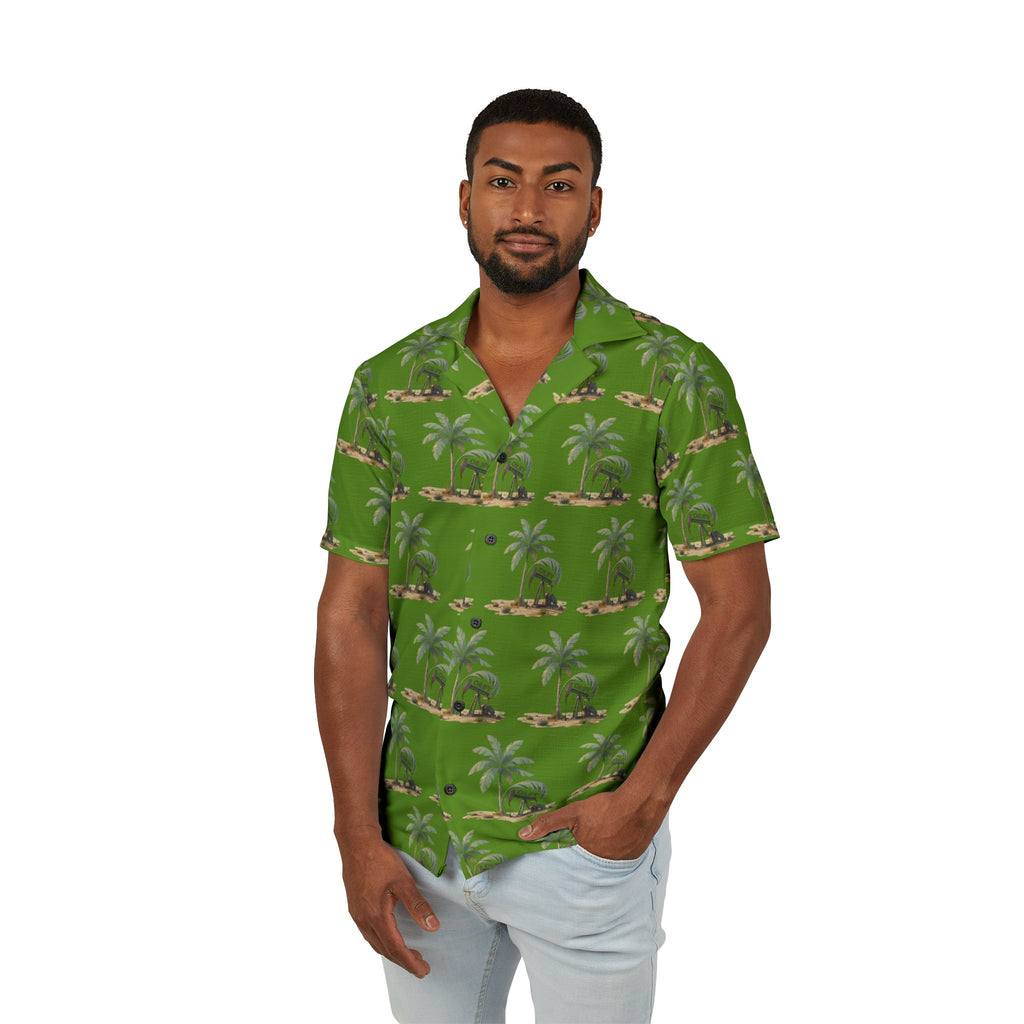 Green Palm Hawaiian Shirt — Men’s Tropical Camp Button-Up