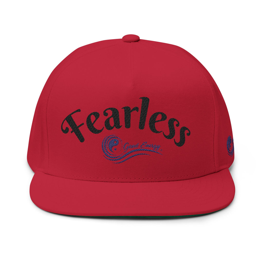 "Fearless" Embroidered Flat Bill Cap — "Fearless" Good Energy Snapback