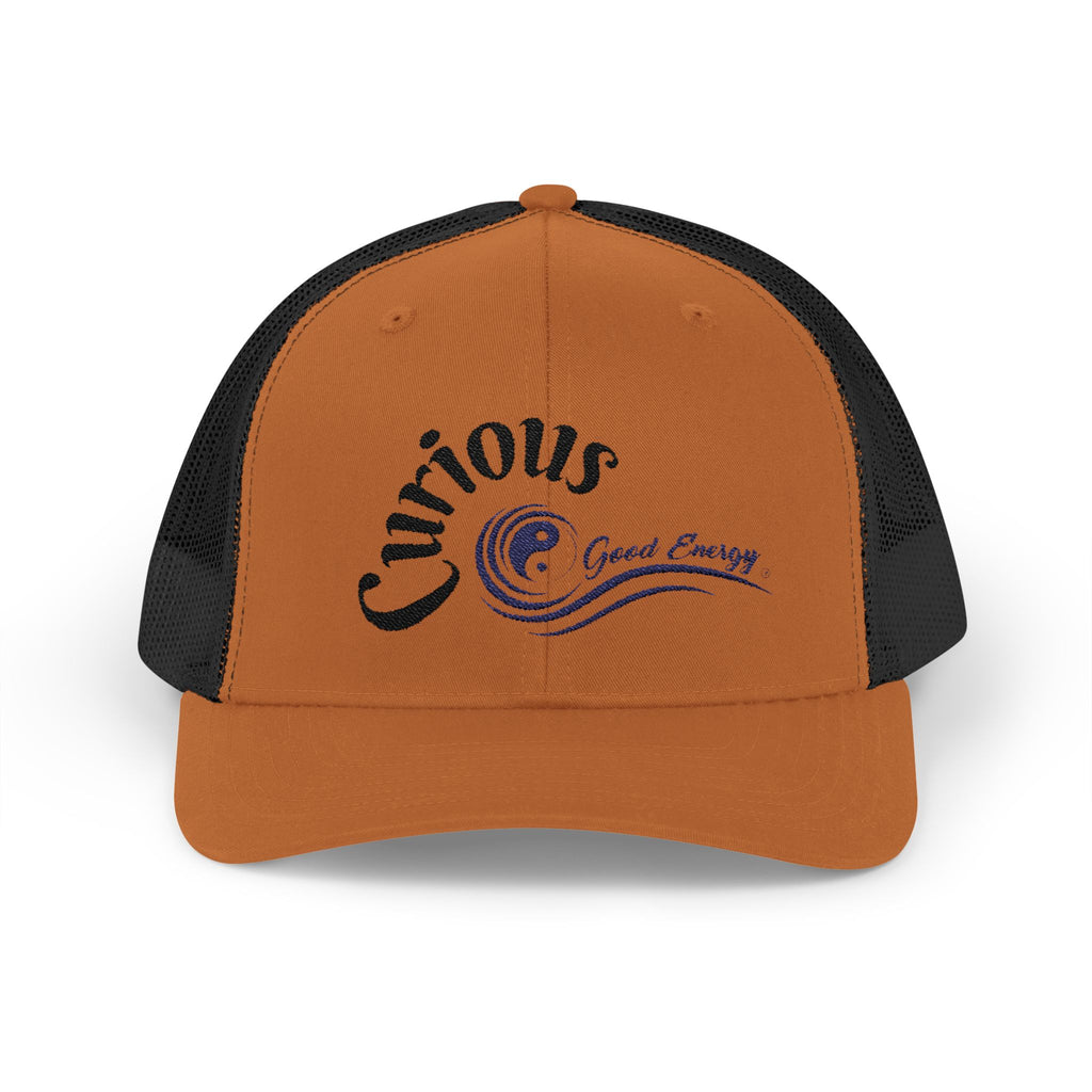 "Curious" Good Energy Snapback Trucker Cap – Always Stay curious and you won't get frustrated.