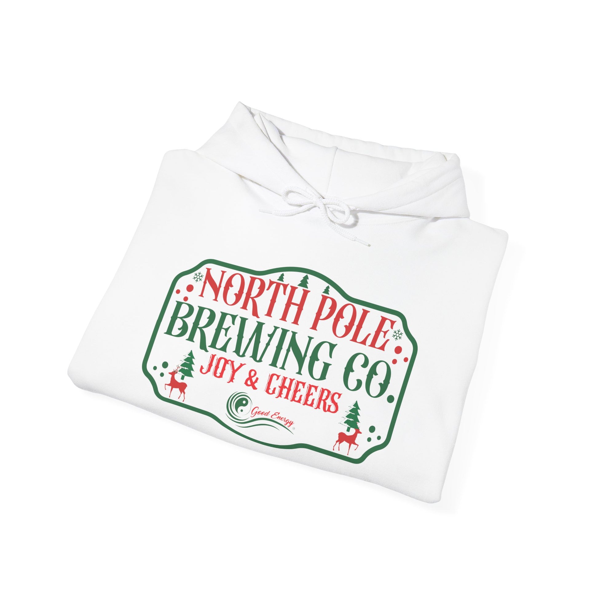 North Pole Brewing Co. Hoodie – 'Joy & Cheers' Christmas Holiday Sweatshirt