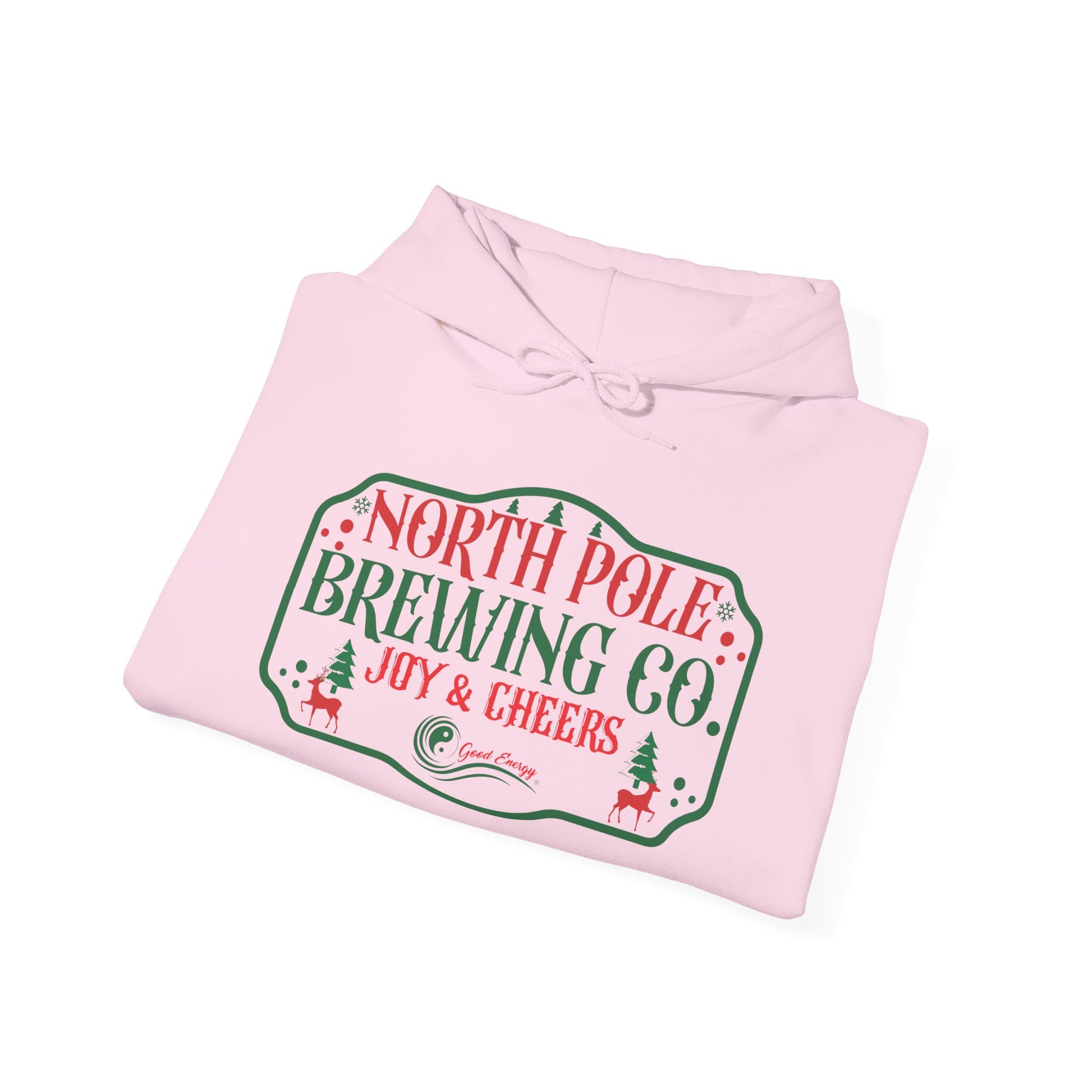 North Pole Brewing Co. Hoodie – 'Joy & Cheers' Christmas Holiday Sweatshirt