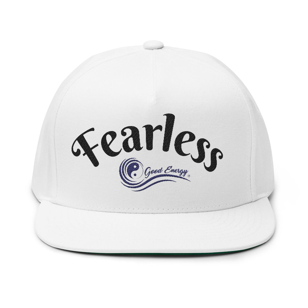 Fearless Embroidered Flat Bill Cap — "Fearless" Good Energy Snapback