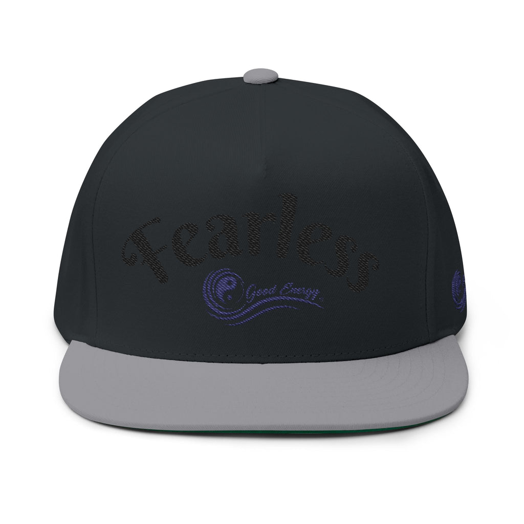 "Fearless" Embroidered Flat Bill Cap — "Fearless" Good Energy Snapback