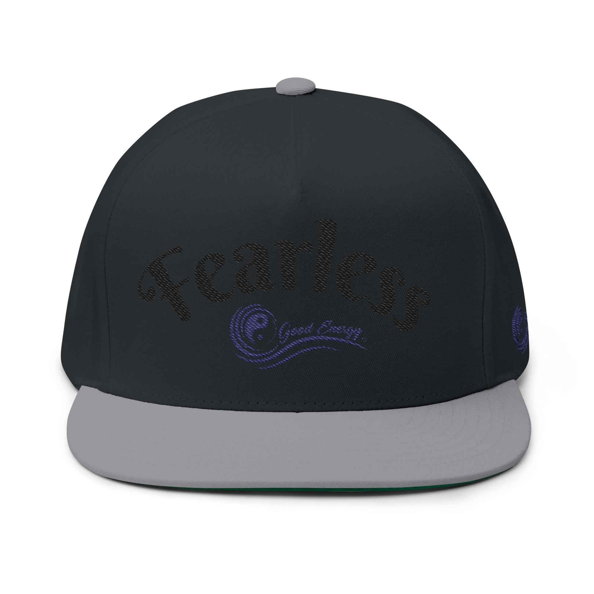 "Fearless" Embroidered Flat Bill Cap — "Fearless" Good Energy Snapback