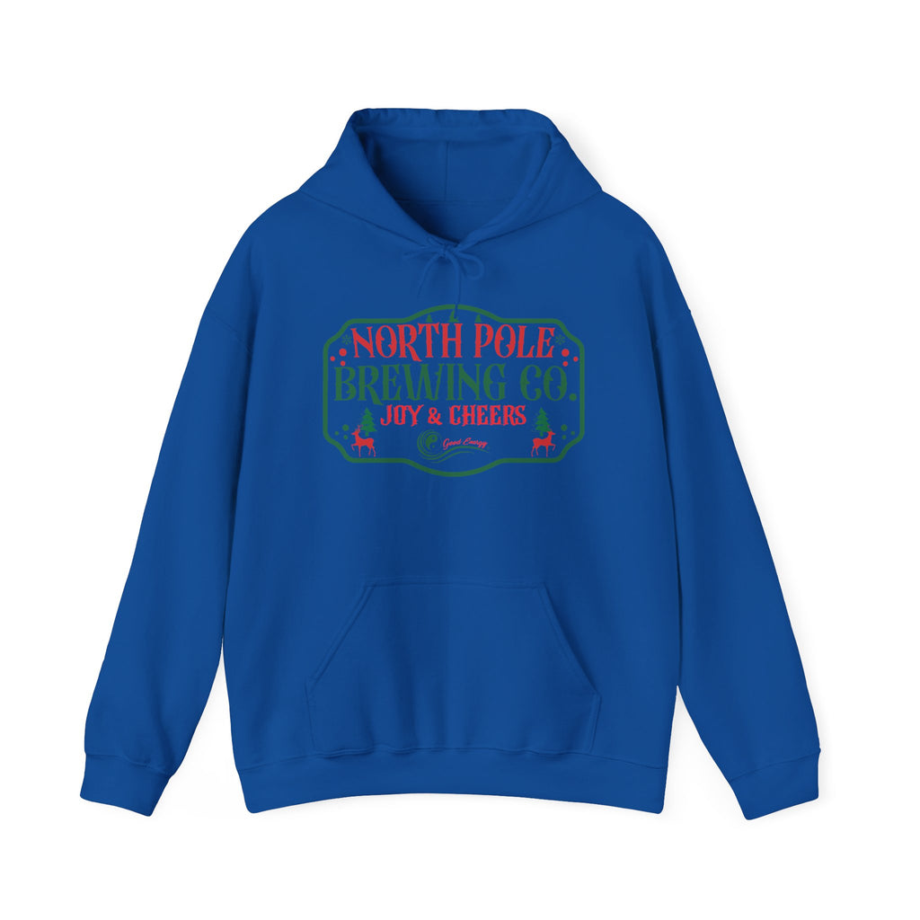 North Pole Brewing Co. Hoodie – 'Joy & Cheers' Christmas Holiday Sweatshirt