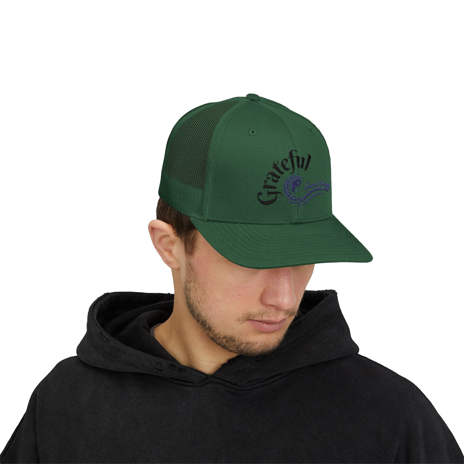 "Grateful" Good Energy Snapback Trucker Cap – A powerful mindset gift for yourself and others