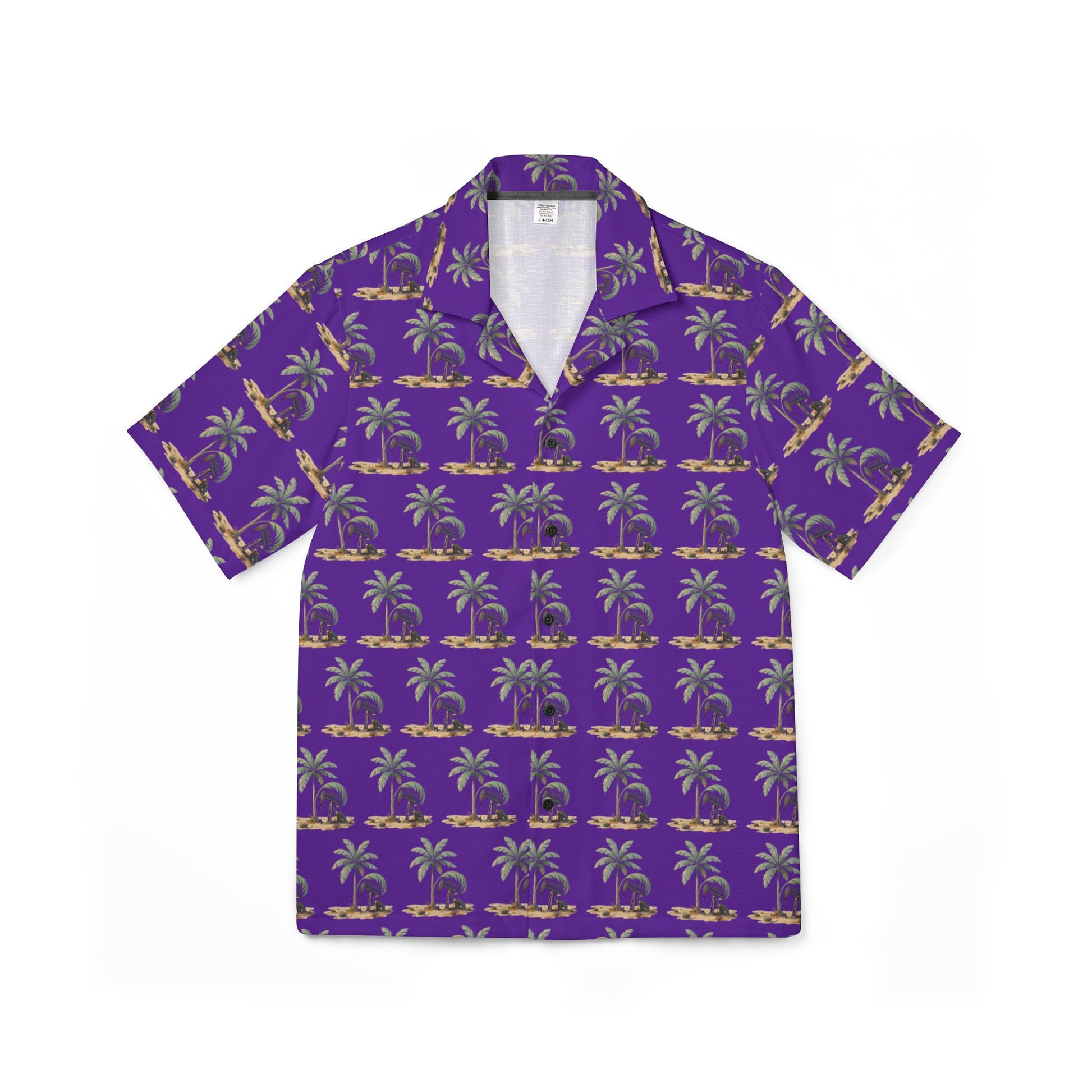 Purple Palm Print Hawaiian Shirt — Men’s Camp Shirt, Tropical Luau Vacation Top