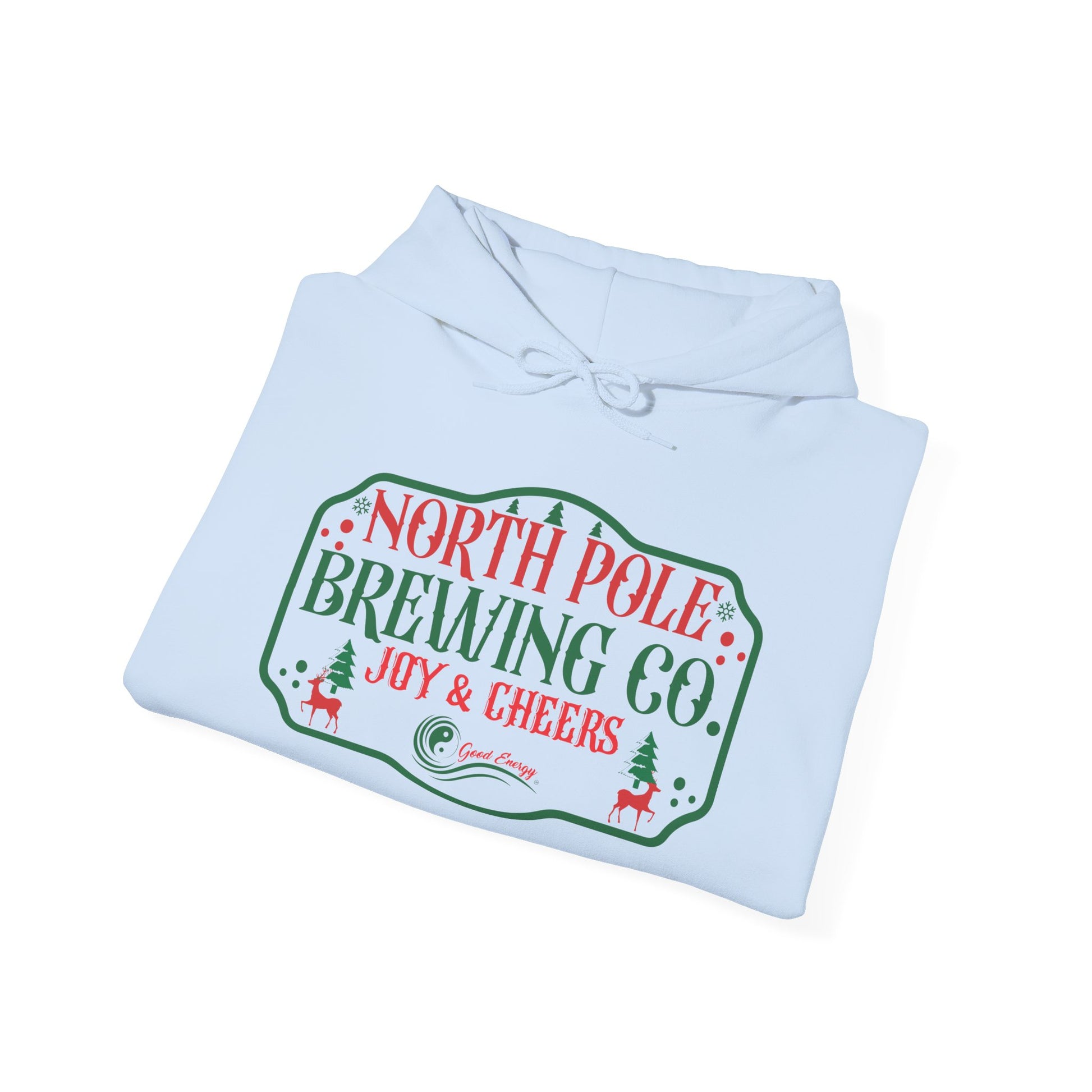 North Pole Brewing Co. Hoodie – 'Joy & Cheers' Christmas Holiday Sweatshirt