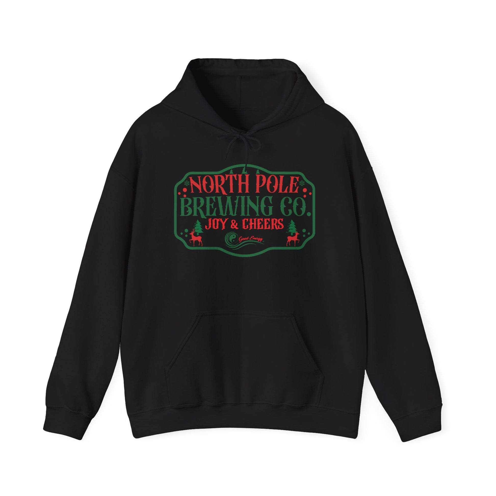 North Pole Brewing Co. Hoodie – 'Joy & Cheers' Christmas Holiday Sweatshirt