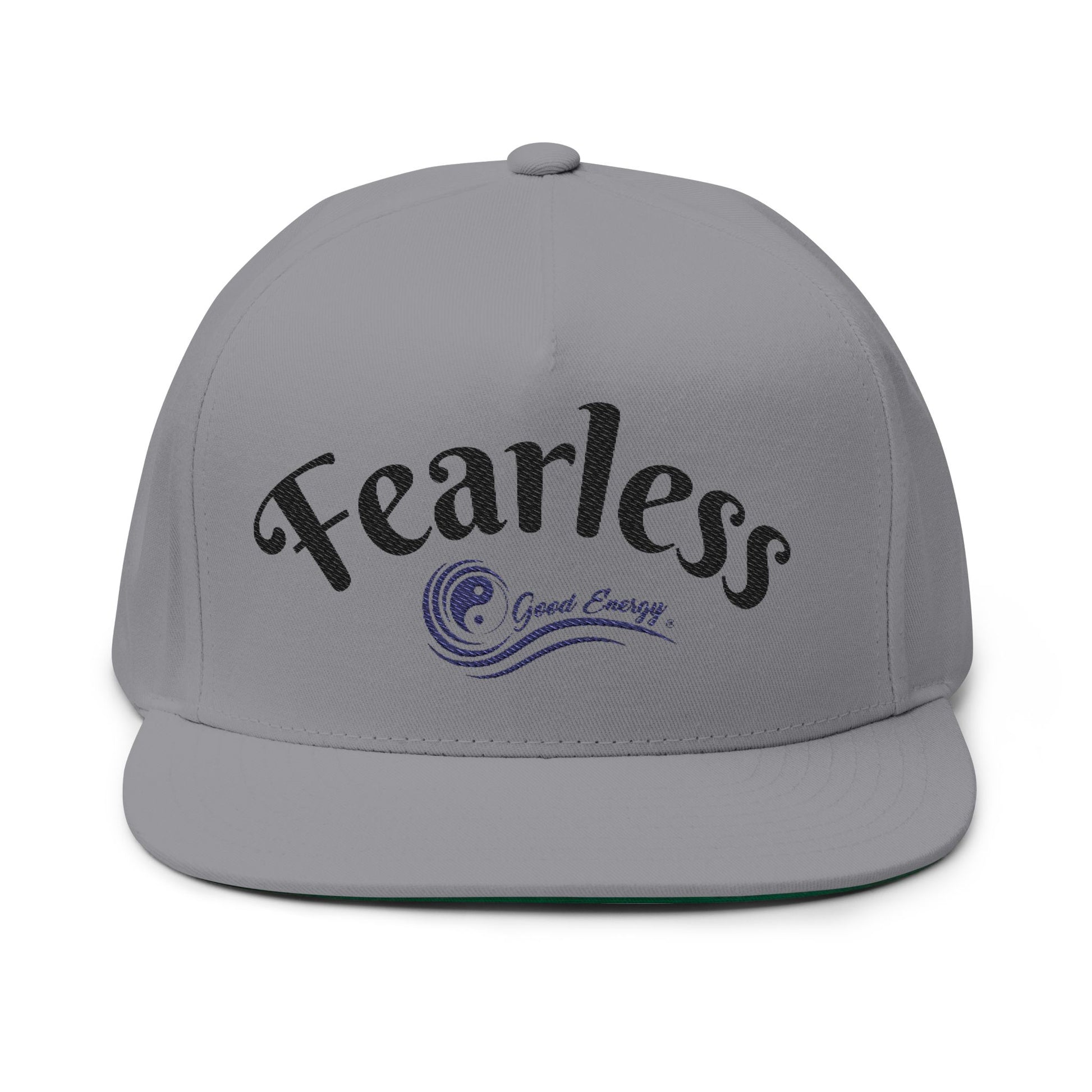 Fearless Embroidered Flat Bill Cap — "Fearless" Good Energy Snapback