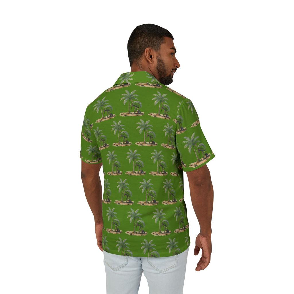 Green Palm Hawaiian Shirt — Men’s Tropical Camp Button-Up