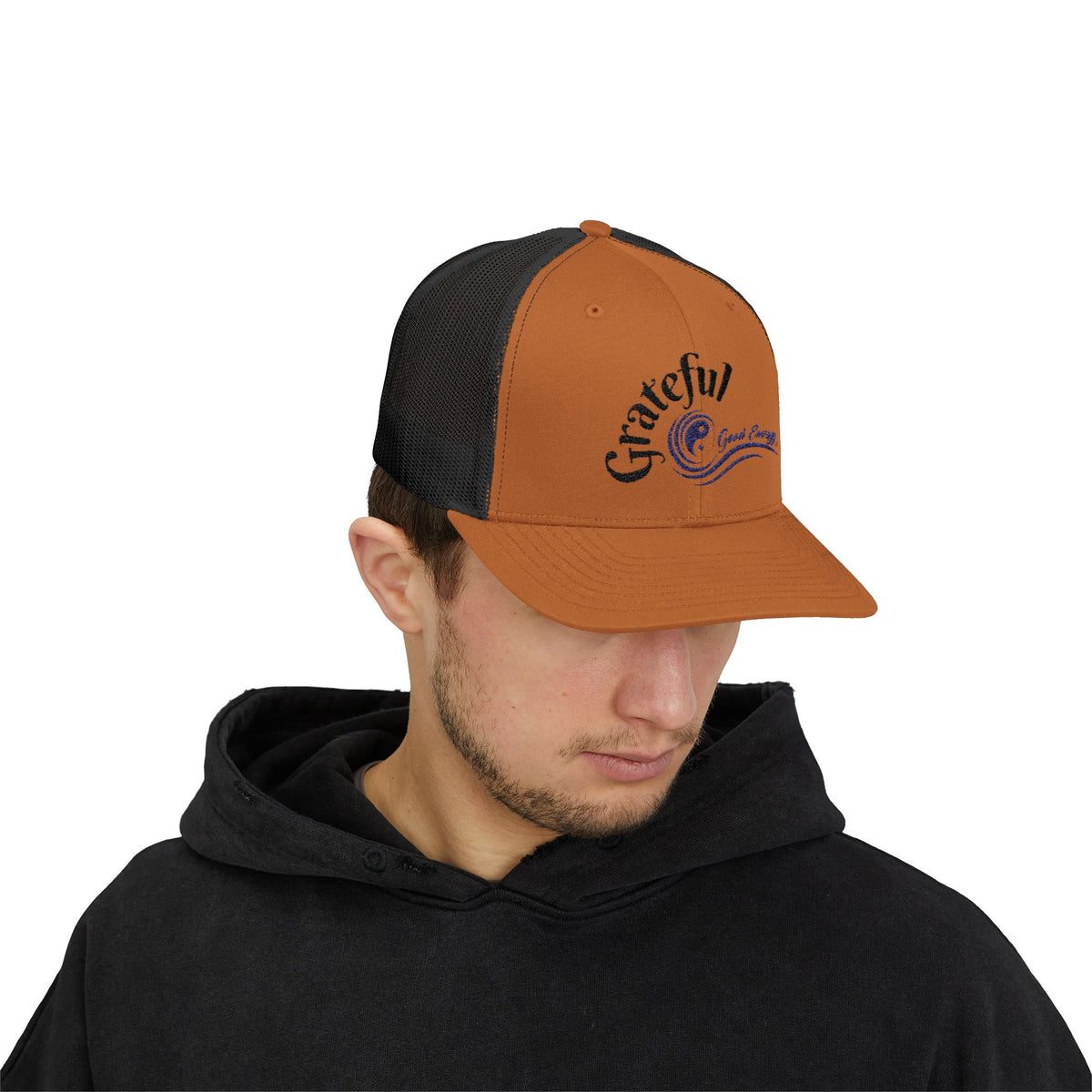 "Grateful" Good Energy Snapback Trucker Cap – A powerful mindset gift for yourself and others