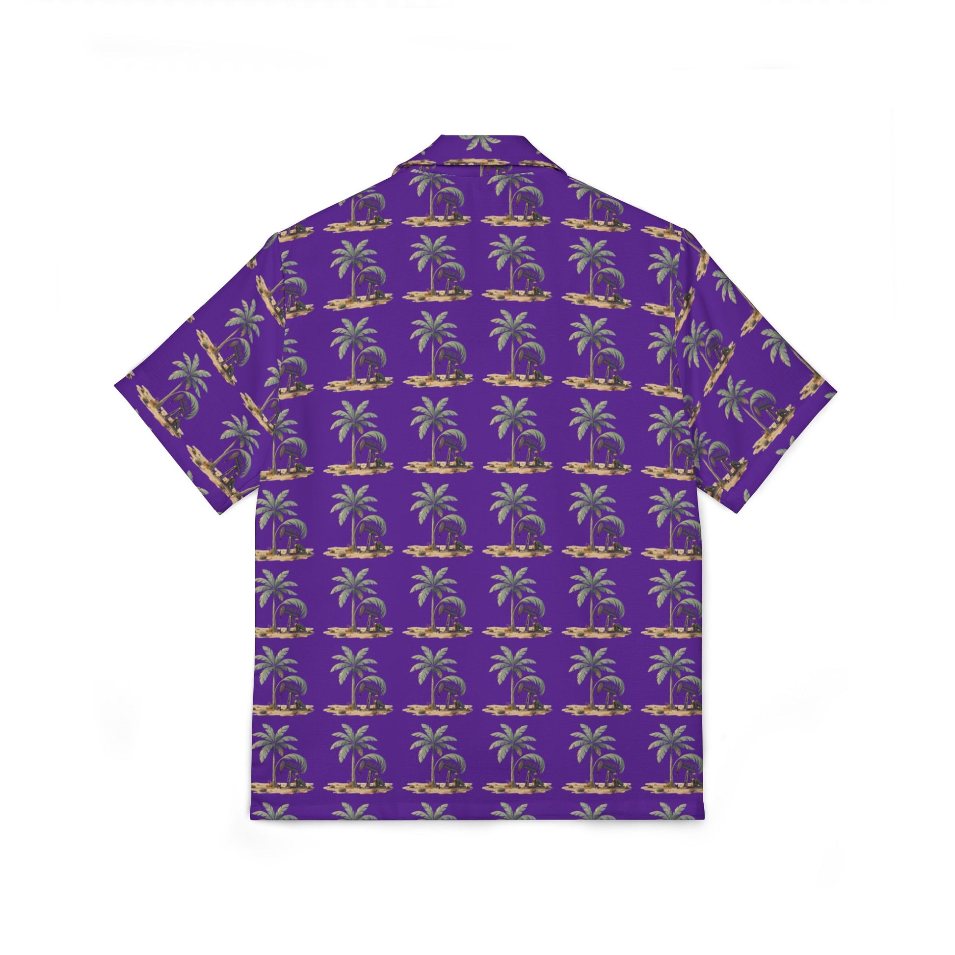 Purple Palm Print Hawaiian Shirt — Men’s Camp Shirt, Tropical Luau Vacation Top
