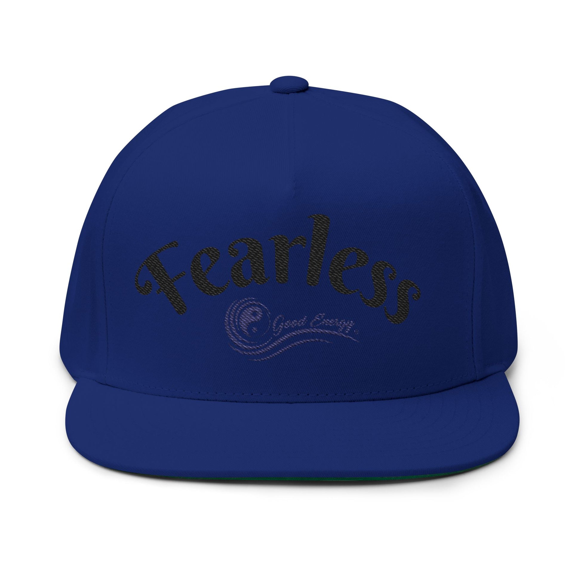 Fearless Embroidered Flat Bill Cap — "Fearless" Good Energy Snapback
