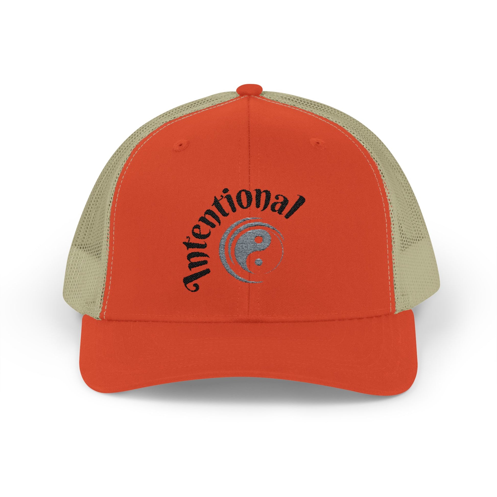 "Intentional" Good Energy Inspirational Snapback Trucker Cap, Stylish Hat, Casual Wear, Gift for Her, Summer Accessory, Outdoor Fun