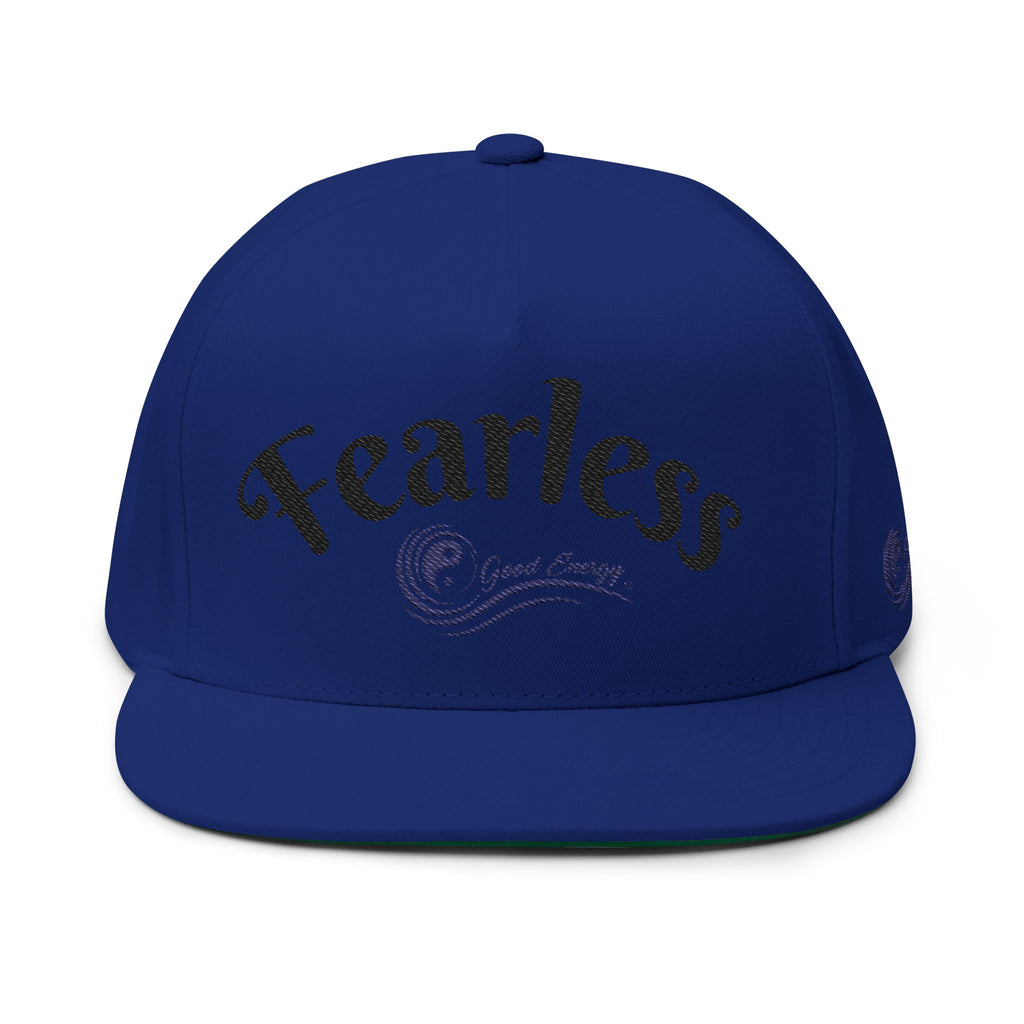 "Fearless" Embroidered Flat Bill Cap — "Fearless" Good Energy Snapback