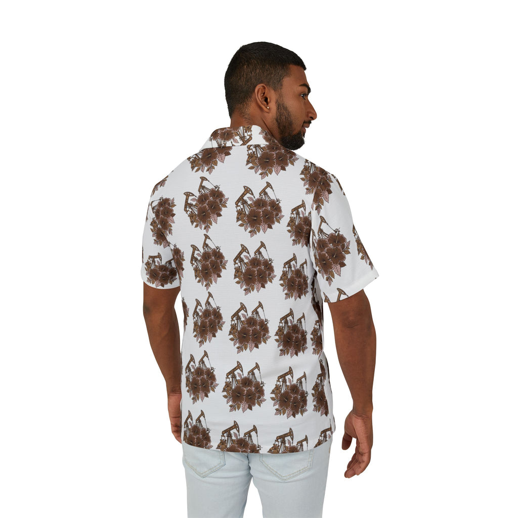 Brown Palm Oilfield Aloha Shirt — Men's Hawaiian AOP Tropical Button-Up