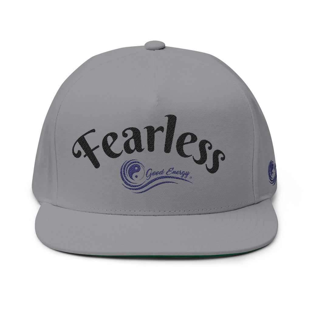 "Fearless" Embroidered Flat Bill Cap — "Fearless" Good Energy Snapback