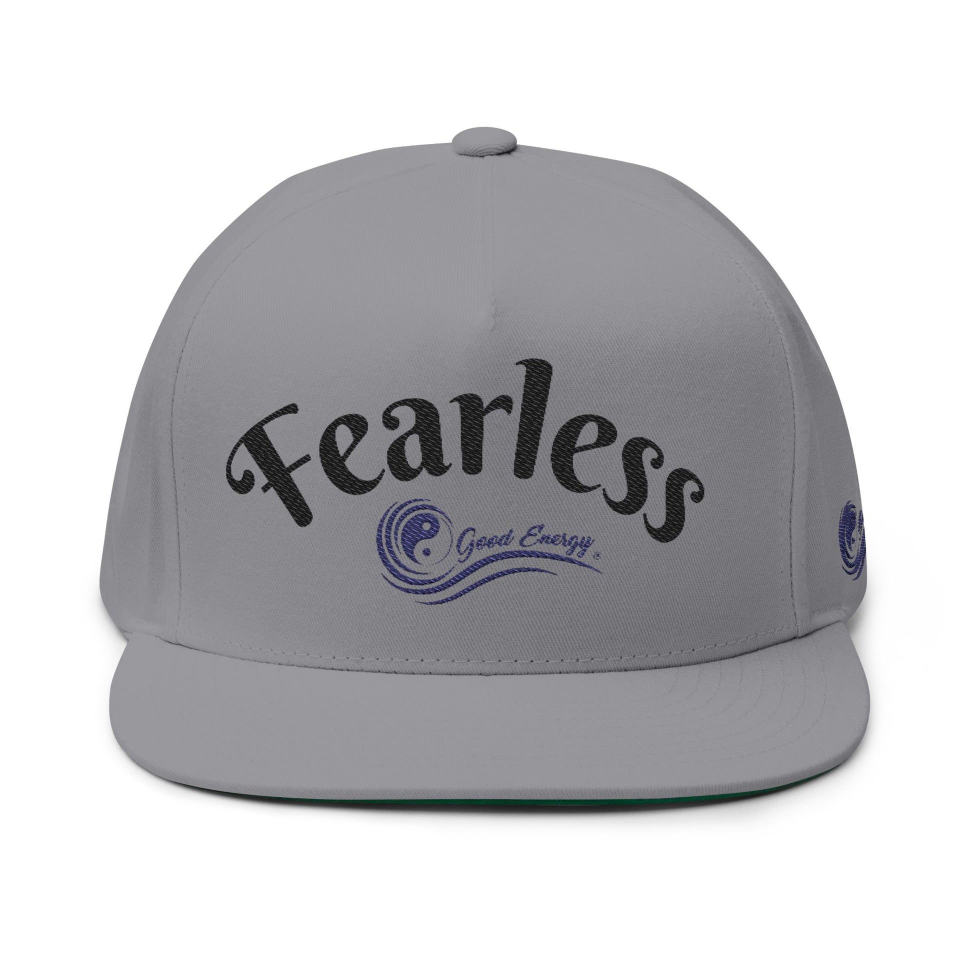"Fearless" Embroidered Flat Bill Cap — "Fearless" Good Energy Snapback