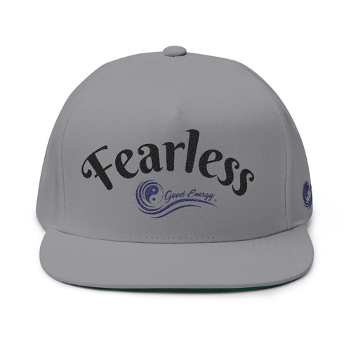 "Fearless" Embroidered Flat Bill Cap — "Fearless" Good Energy Snapback