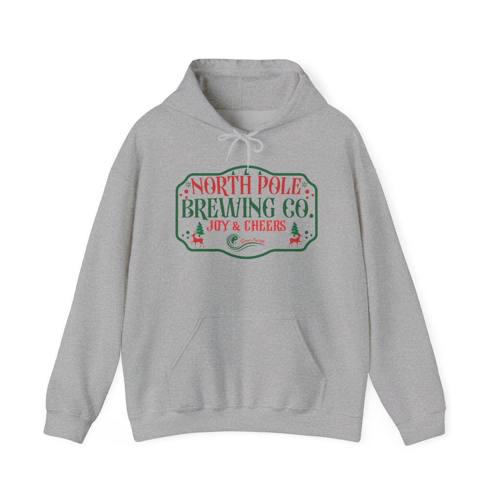 North Pole Brewing Co. Hoodie – 'Joy & Cheers' Christmas Holiday Sweatshirt