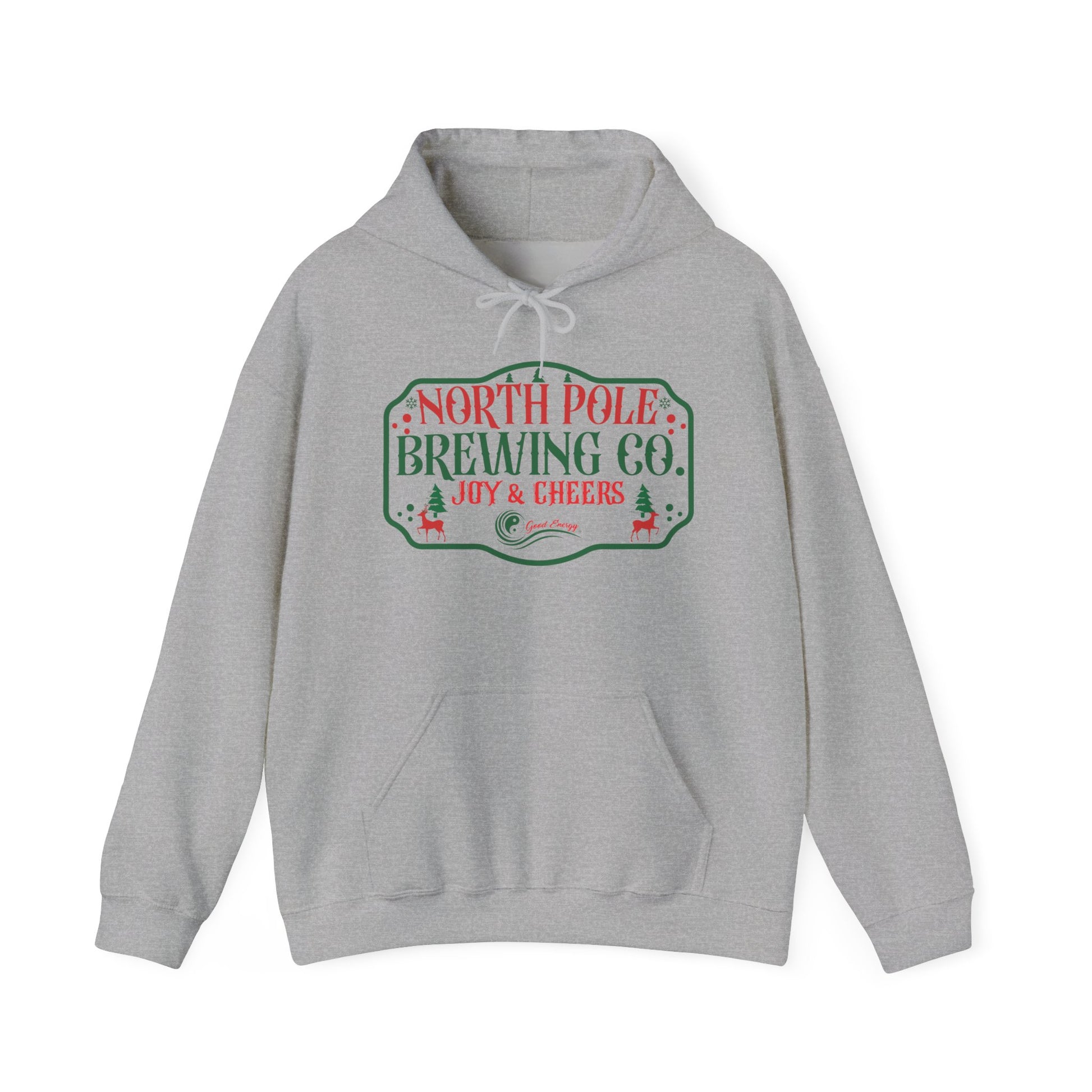 North Pole Brewing Co. Hoodie – 'Joy & Cheers' Christmas Holiday Sweatshirt