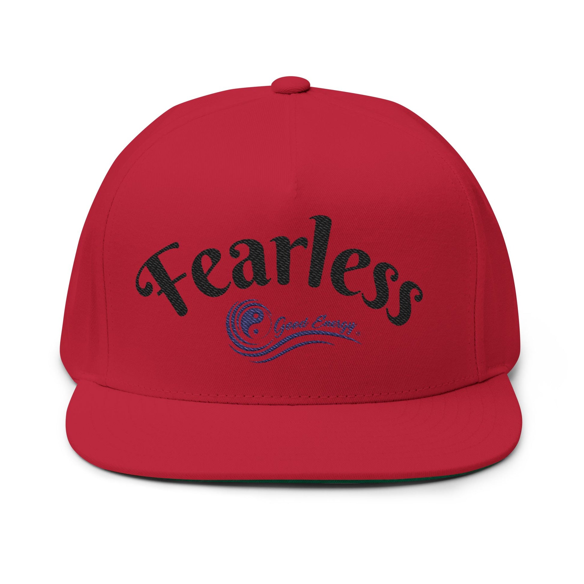 Fearless Embroidered Flat Bill Cap — "Fearless" Good Energy Snapback
