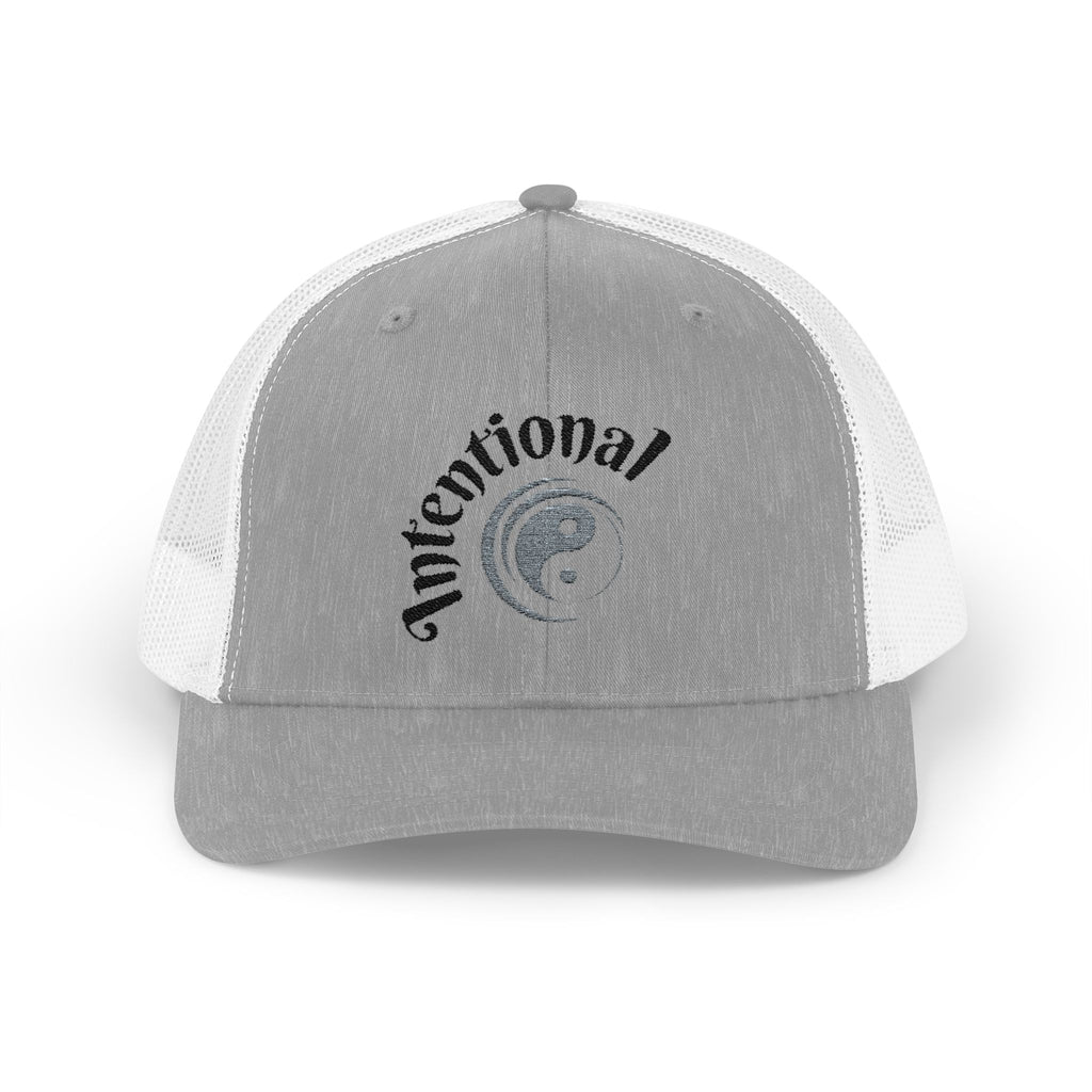 "Intentional" Good Energy Inspirational Snapback Trucker Cap, Stylish Hat, Casual Wear, Gift for Her, Summer Accessory, Outdoor Fun