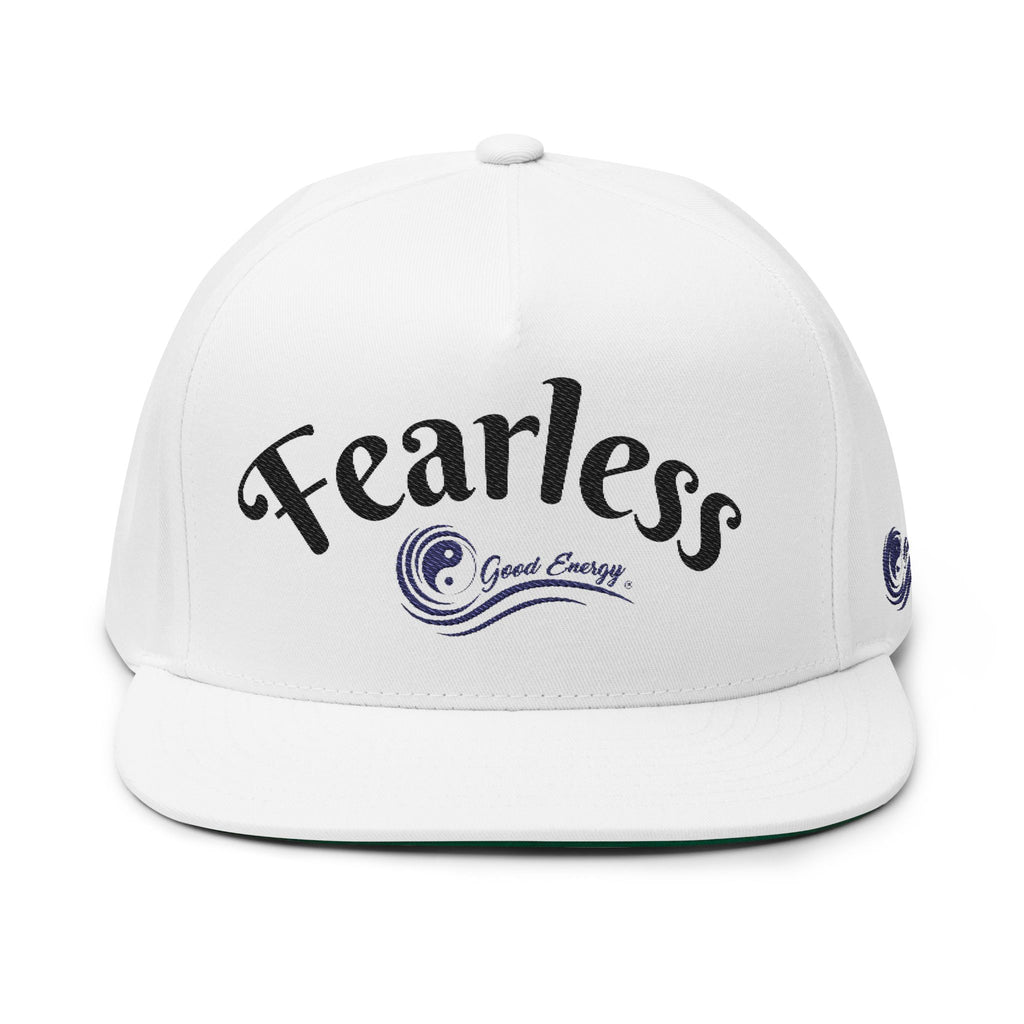 "Fearless" Embroidered Flat Bill Cap — "Fearless" Good Energy Snapback