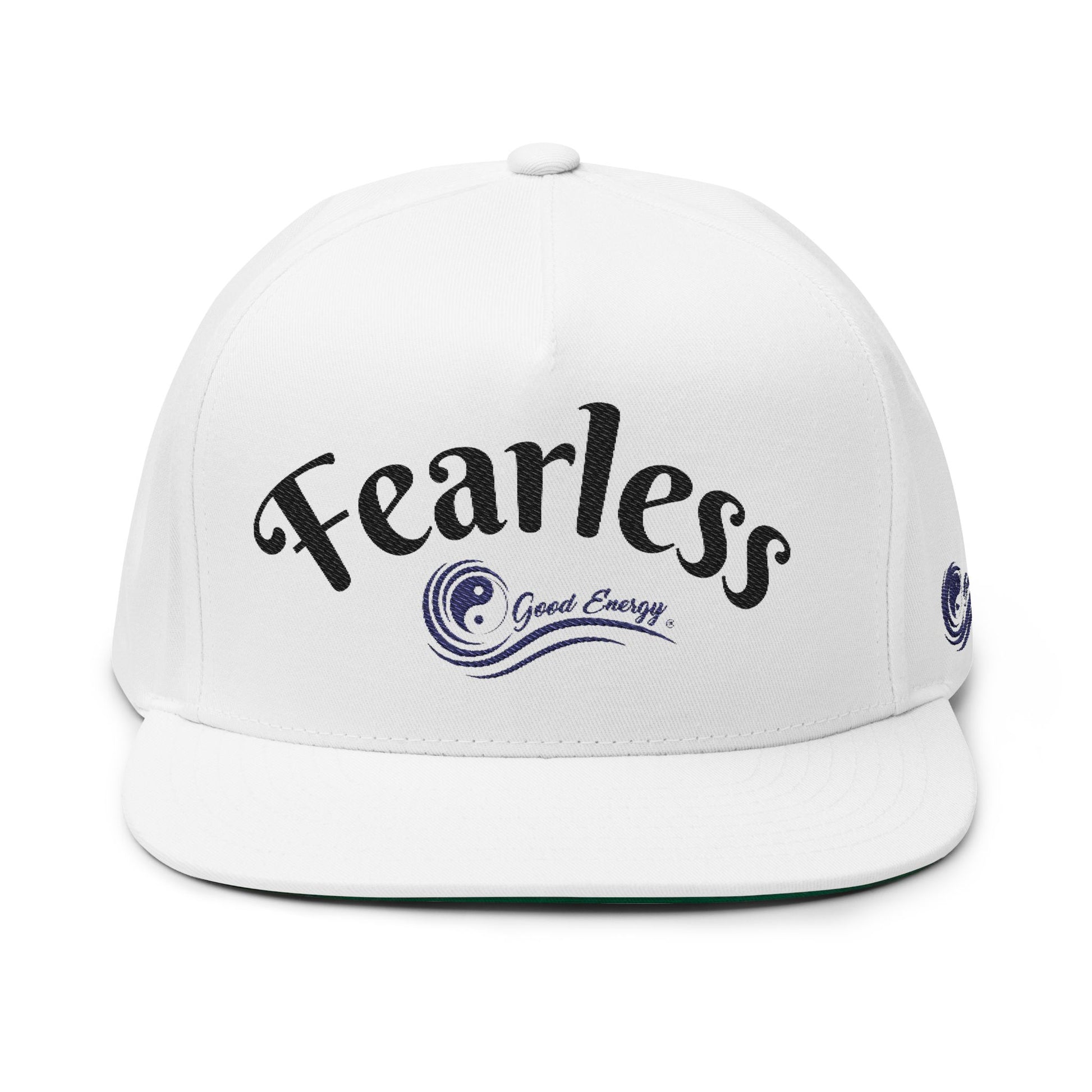"Fearless" Embroidered Flat Bill Cap — "Fearless" Good Energy Snapback