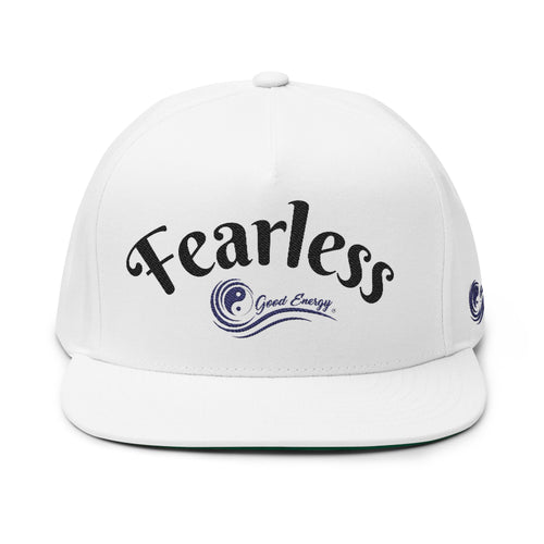"Fearless" Embroidered Flat Bill Cap — "Fearless" Good Energy Snapback