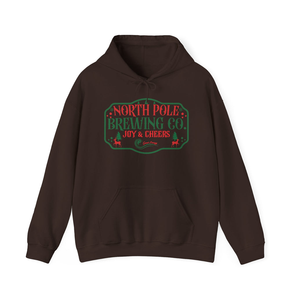 North Pole Brewing Co. Hoodie – 'Joy & Cheers' Christmas Holiday Sweatshirt