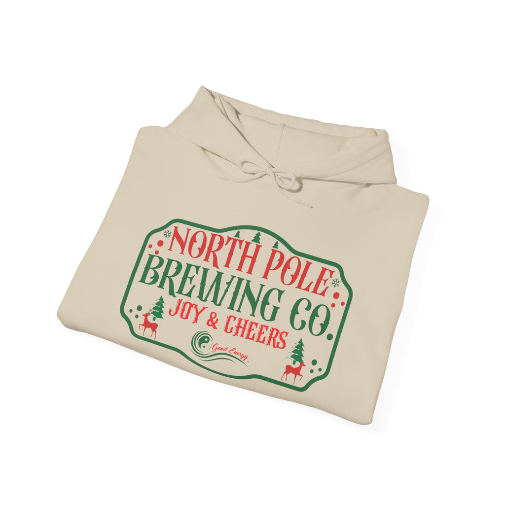 North Pole Brewing Co. Hoodie – 'Joy & Cheers' Christmas Holiday Sweatshirt