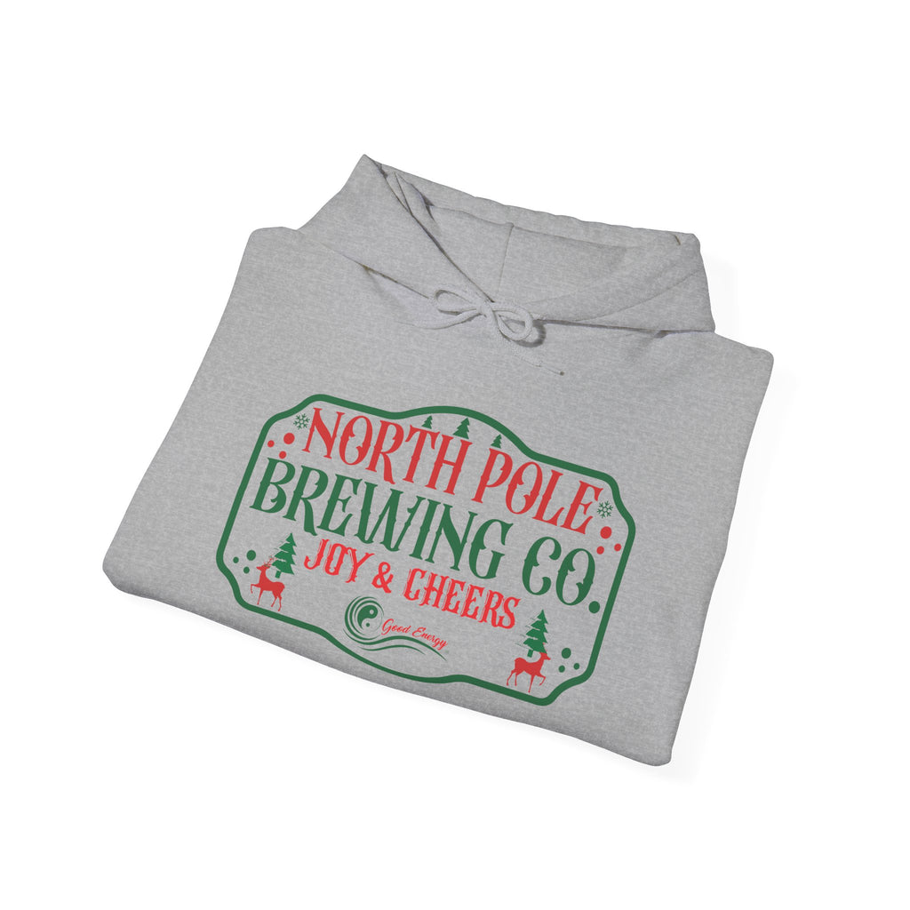 North Pole Brewing Co. Hoodie – 'Joy & Cheers' Christmas Holiday Sweatshirt