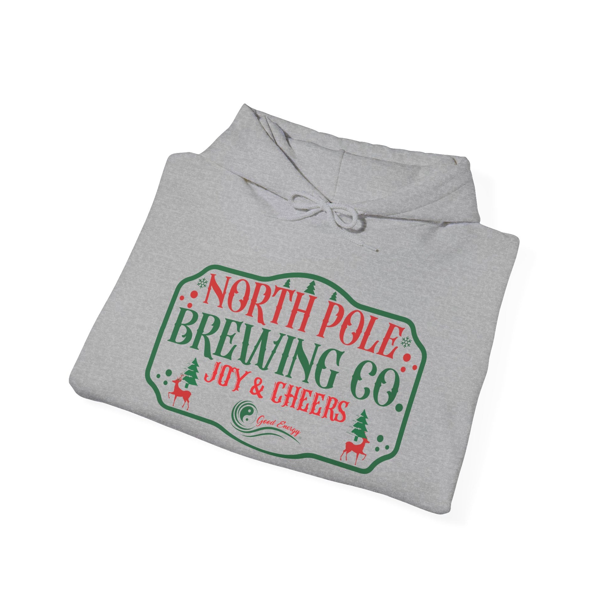 North Pole Brewing Co. Hoodie – 'Joy & Cheers' Christmas Holiday Sweatshirt