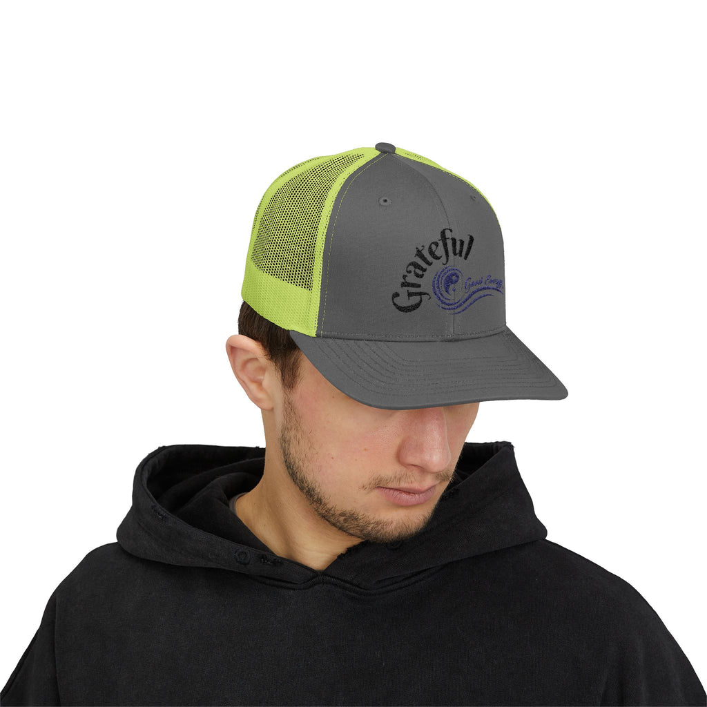 "Grateful" Good Energy Snapback Trucker Cap – A powerful mindset gift for yourself and others