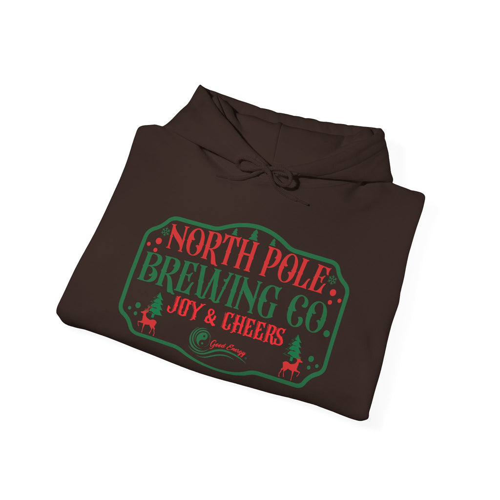 North Pole Brewing Co. Hoodie – 'Joy & Cheers' Christmas Holiday Sweatshirt