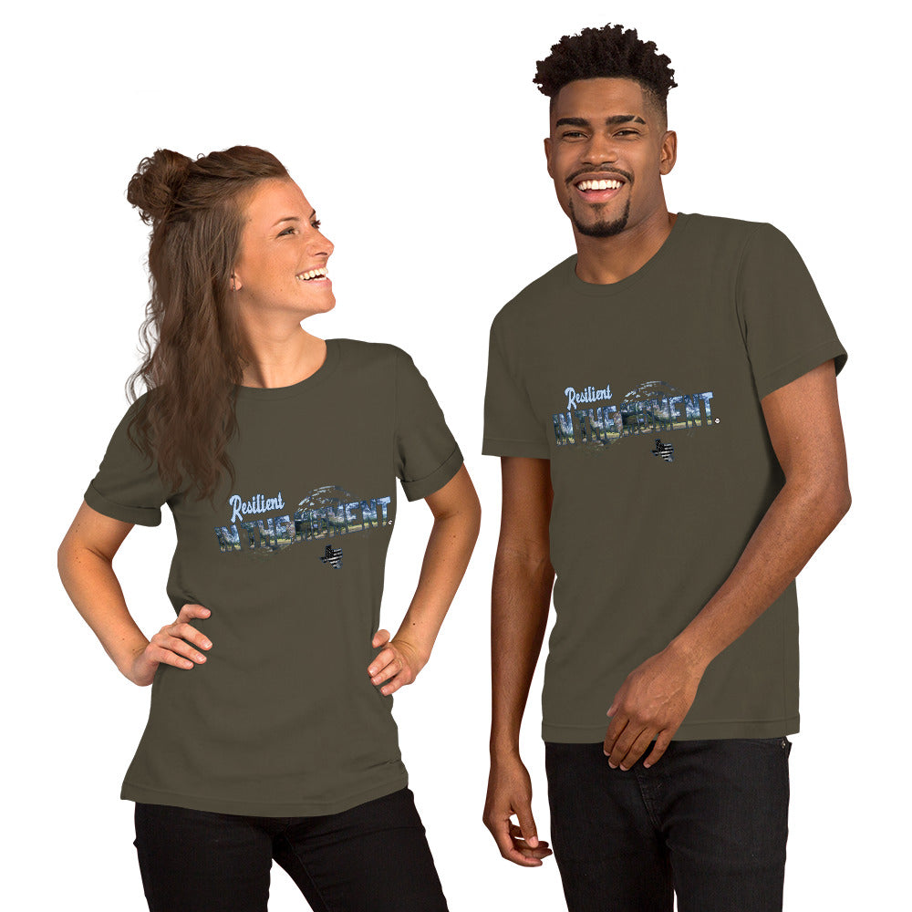 "Resilient"INTHEMOMENT Blue Accent Short-Sleeve Unisex T-Shirt