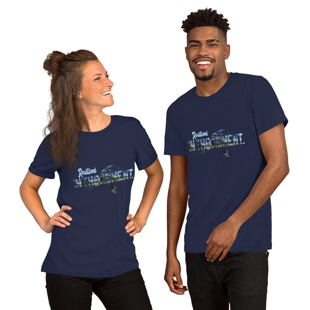 "Resilient"INTHEMOMENT Blue Accent Short-Sleeve Unisex T-Shirt