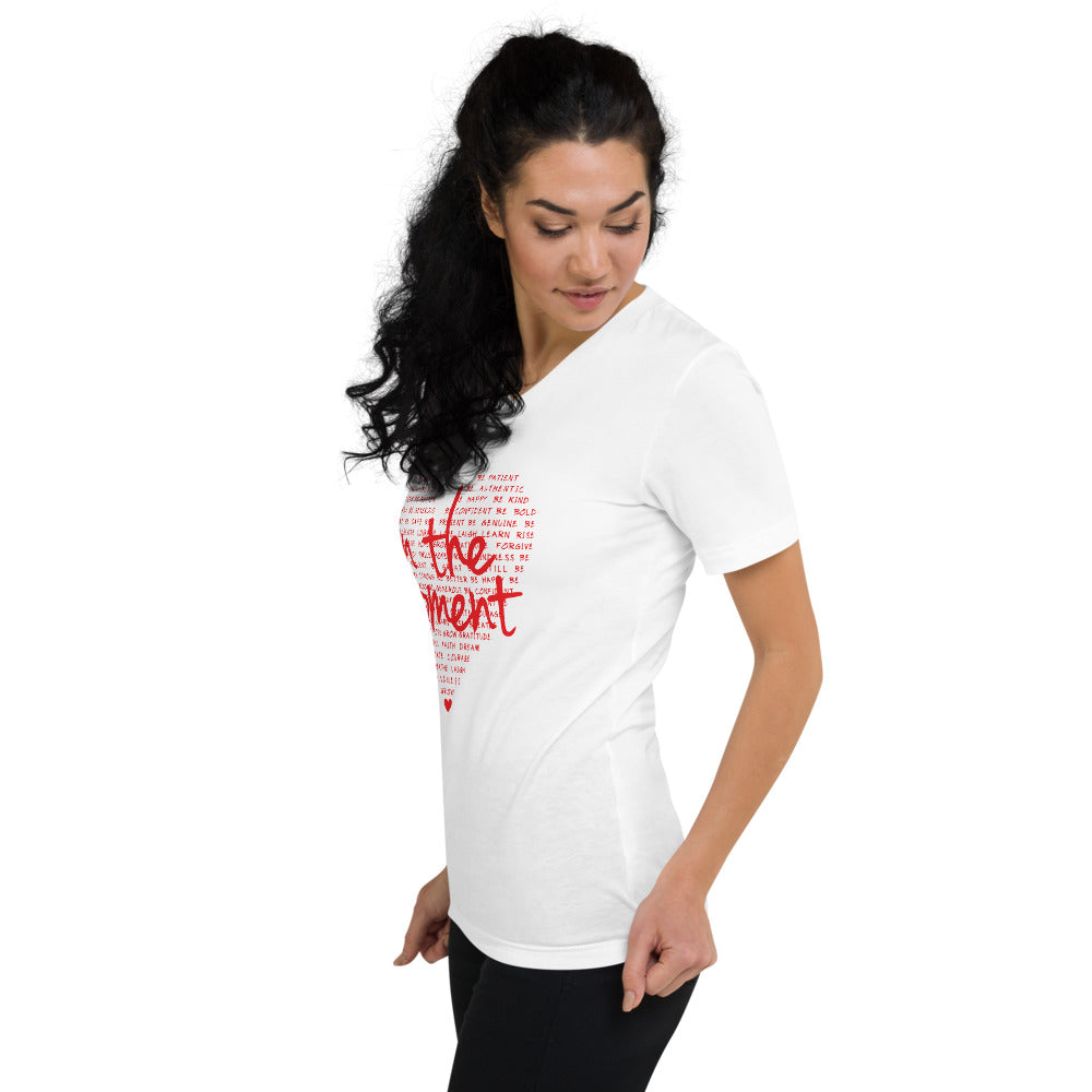 Red Positivity Heart Unisex Short Sleeve V-Neck T-Shirt